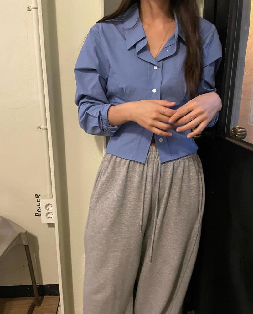 톤앤 라인 카라 크롭 셔츠 남방 (3col)