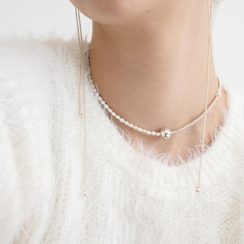 [벤,송민호,김진우 착용] Pearl_Choker ball (진주 볼 목걸이)Silver