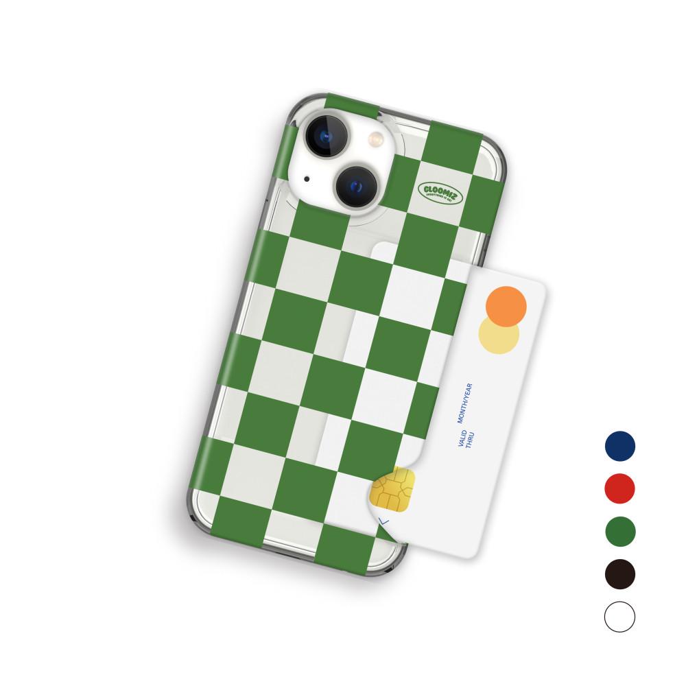 아이폰13 카드수납 케이스 투명하드 [주문제작] 글루미즈 유기견후원 베이직 체커보드 케이스