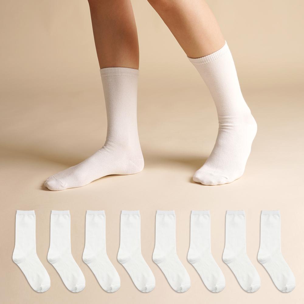 삭피엔스 여성용 프리미엄 롱롱 무지 장목 양말 8켤레, 아이보리, 230~250mm