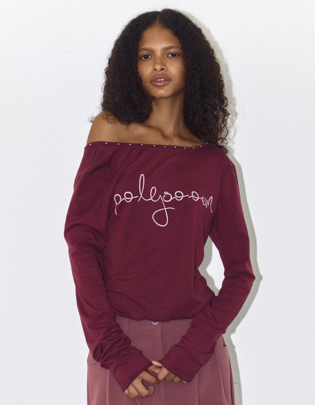 POLYSOOEM STUDDED TOP, WINE
