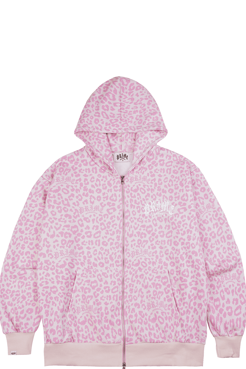 Leopard Zip-Up Hoodie Pink