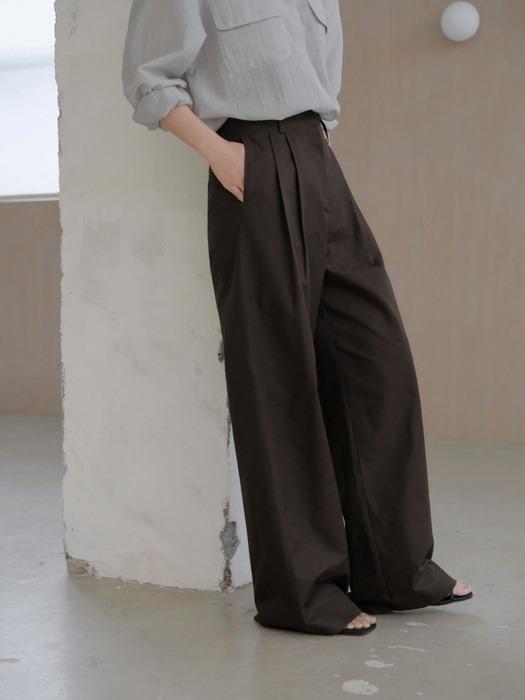 르멜 나일론 와이드 투턱 팬츠_Rmel pants[brown]