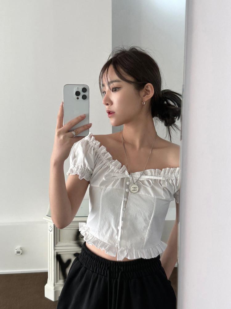 [강추] 니콜 프릴 투웨이 블라우스 , 2col