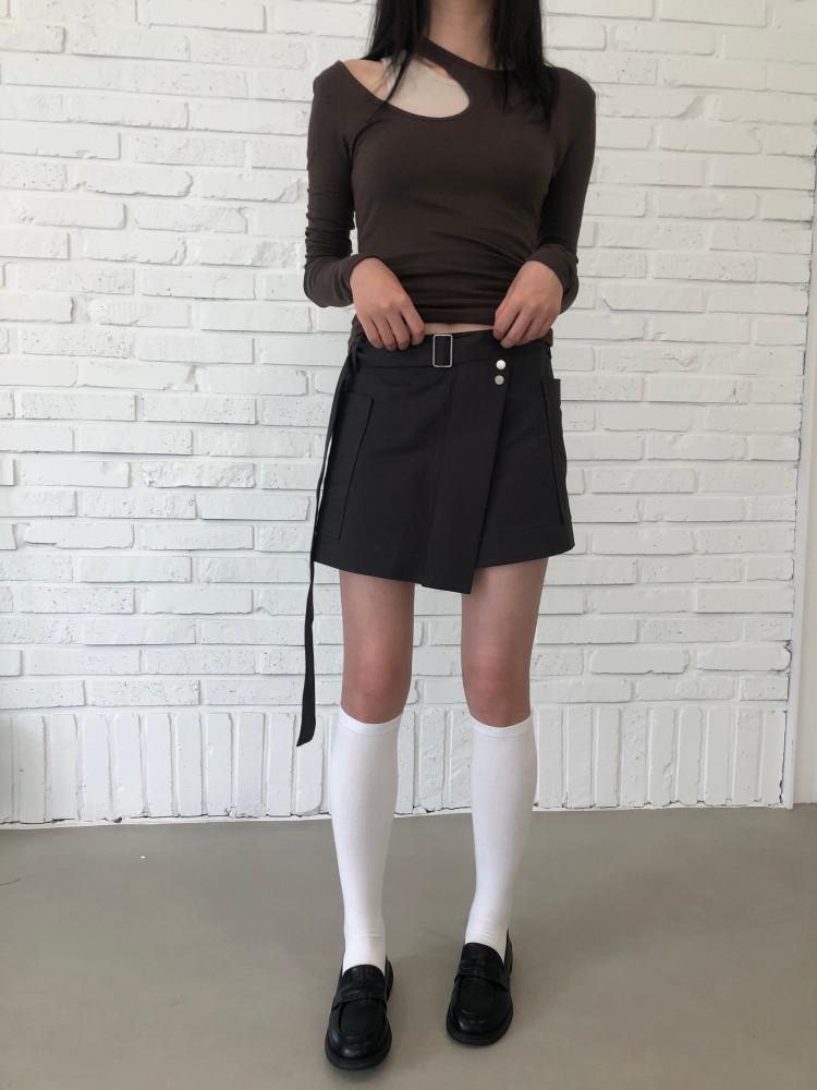 더블 버튼 벨트 스커트 (2color)