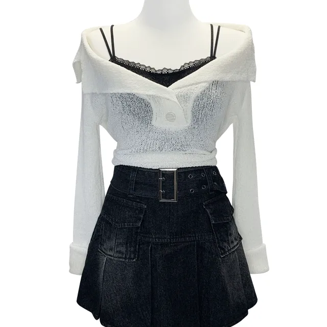 [예쁨강추] 러블리 뒷 리본 버튼 카라 니트