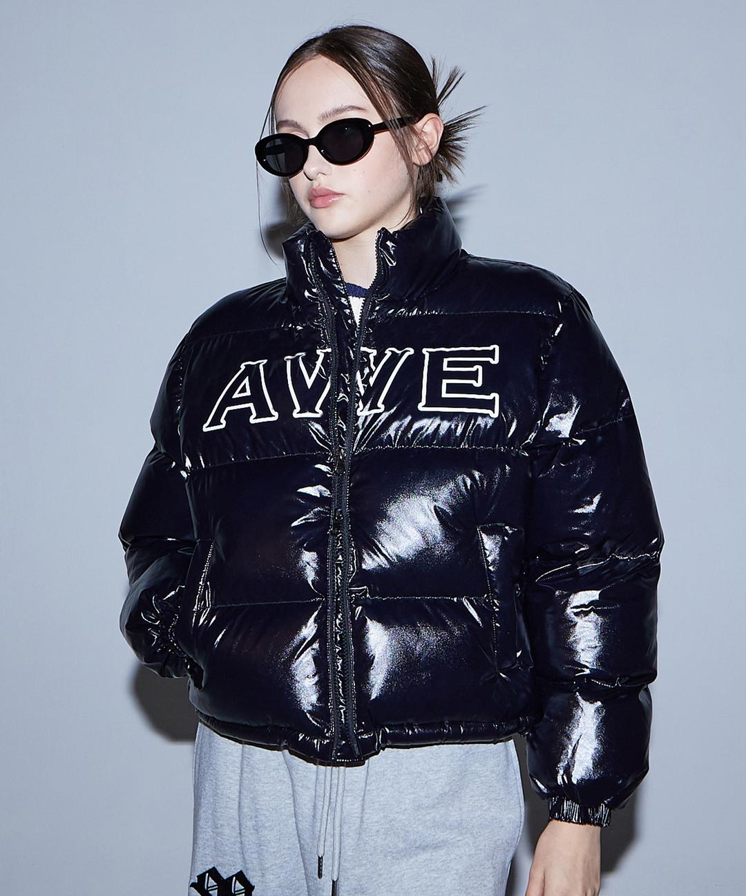 하이 글로시 숏 패딩 블랙