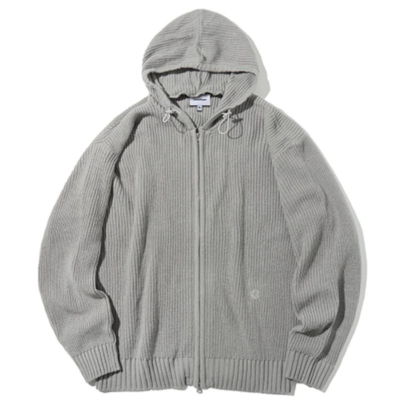 UB Basic Knit Hood Zip-Up_Gray_KN122