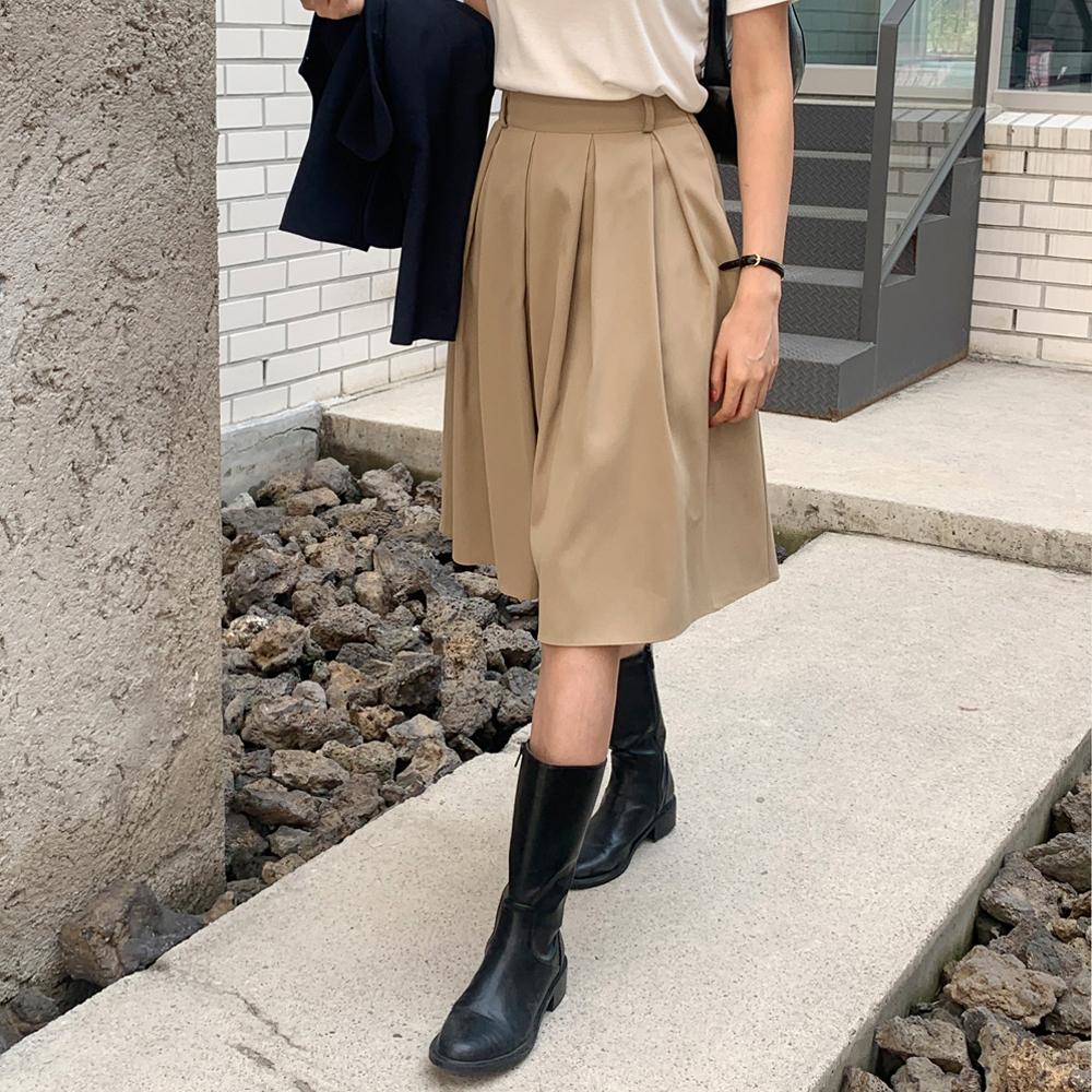 스무디 플레어 미디 스커트(2color)