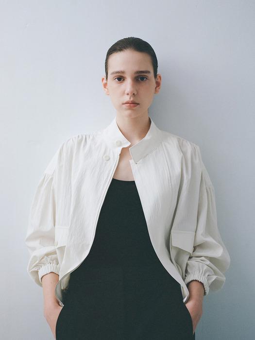 Shirring Bomber Jacket - Ivory