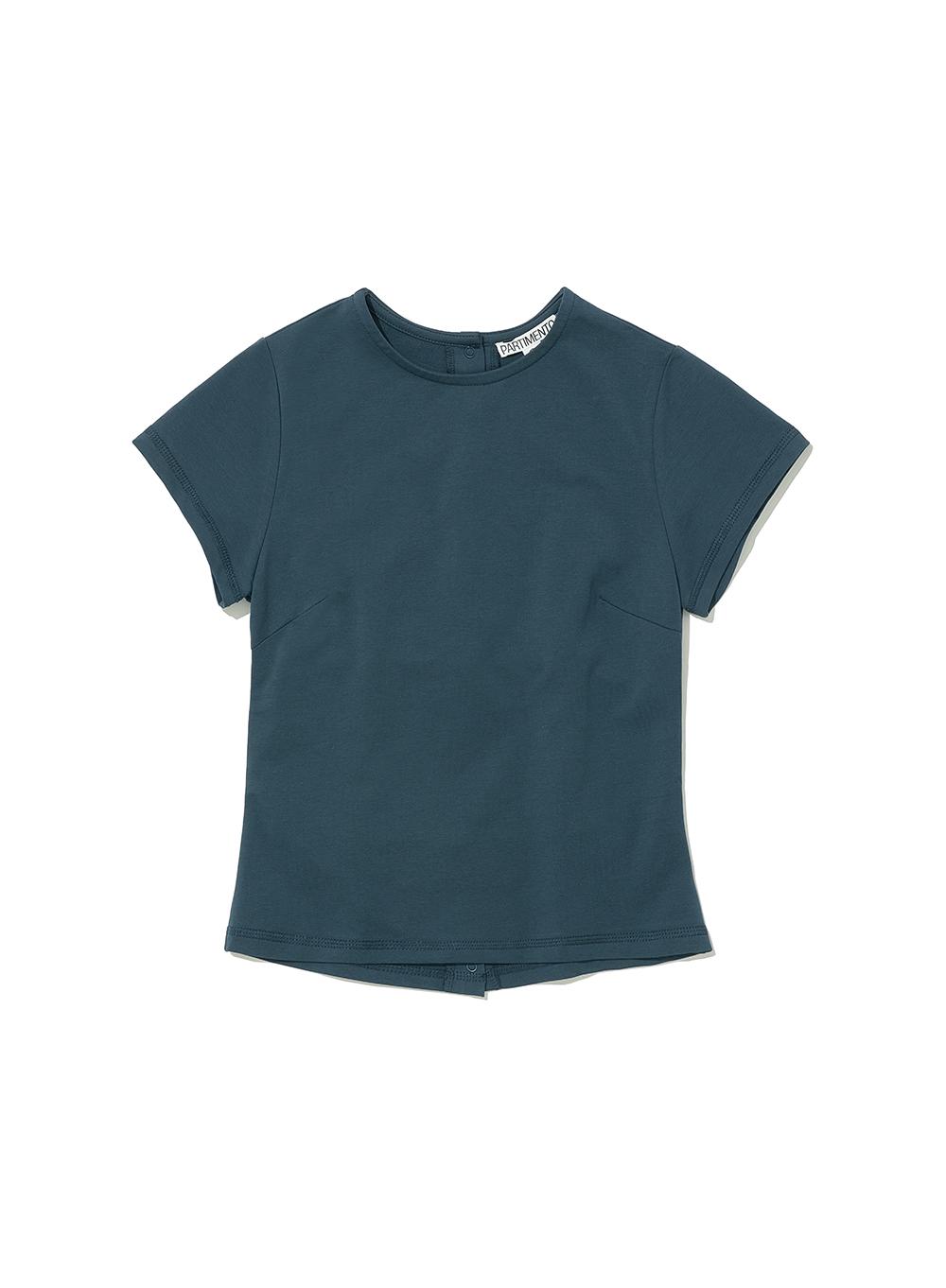 [WOMEN] BACK BUTTON-UP SHORT SLEEVE TEE_NAVY