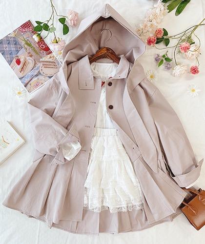 라잇썸 핑크 후드 코트