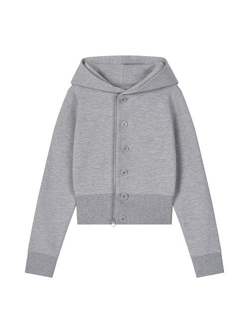 클라따 [CLaddA] button 2way zip-up, gray