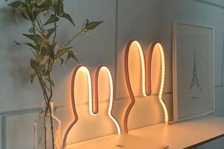 붙이는 LED 토끼 무드등 아이방 수면등 간접 조명 2size 4colors