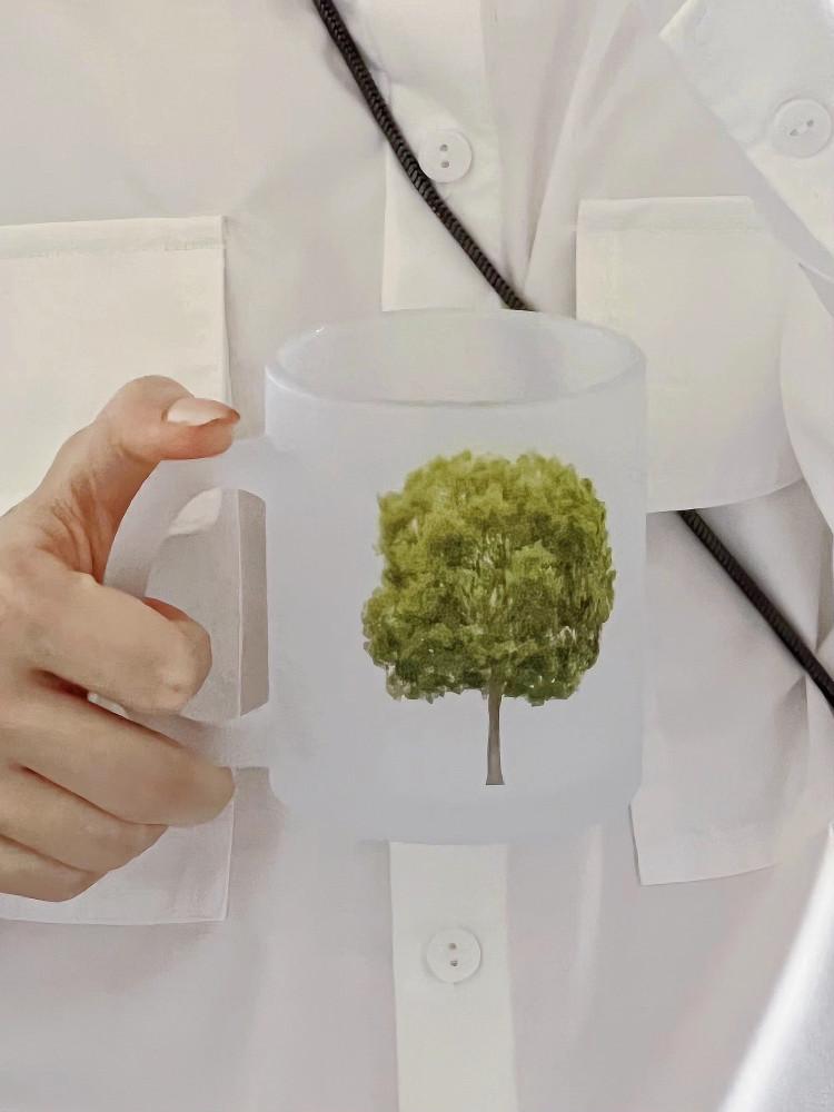 [모모피너츠] 그린 나무 감성 무광 유리컵 북유럽 자연 글라스 기하학 빈티지 페어리 green wooden glass