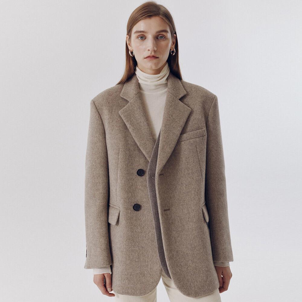 UNISEX LAYERED HEAVY WOOL BLAZER OATMEAL_UDJA0F111I1