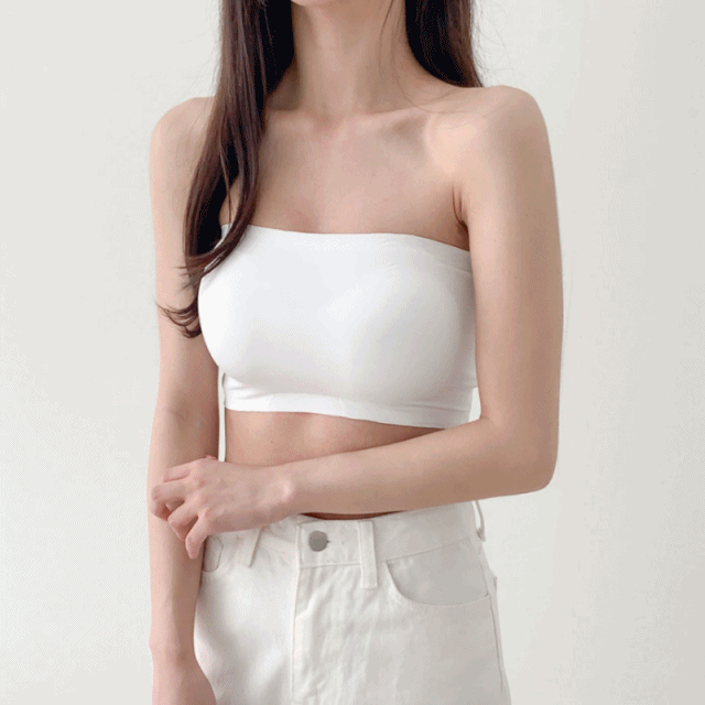 [강력실리콘밴딩/흘러내림X] 착붙 심리스 무봉제 실리콘 탱크탑 노와이어 튜브탑 4color