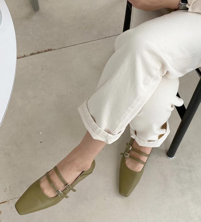 더블스트랩 스퀘어 플랫[4color]