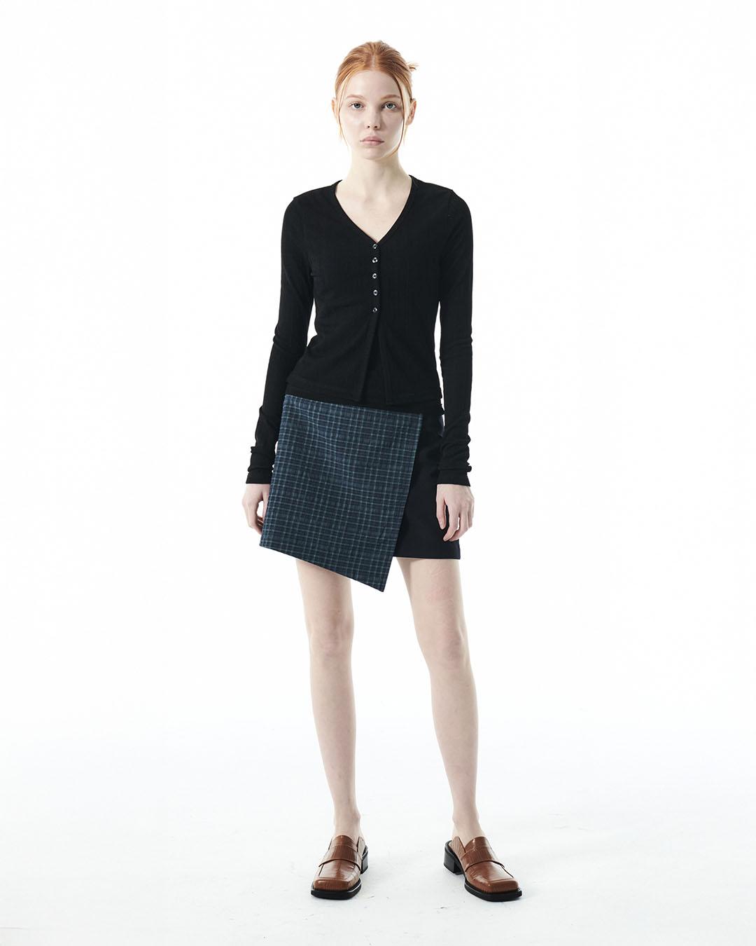 CHECK WRAP MINI SKIRT KS [NAVY]