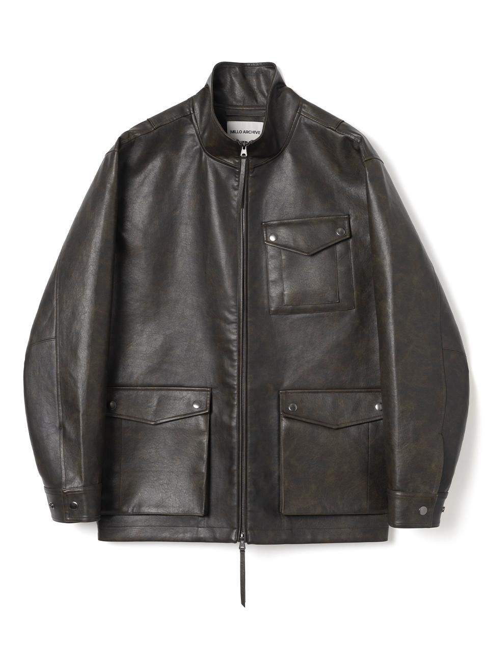 Vintage Middle Leather Jacket [Fade Brown]