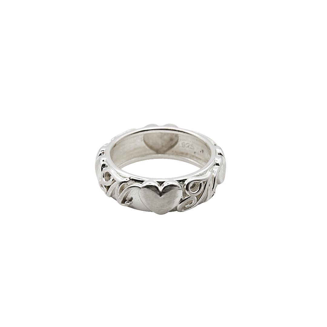 [silver925] heart logo wide ring-silver