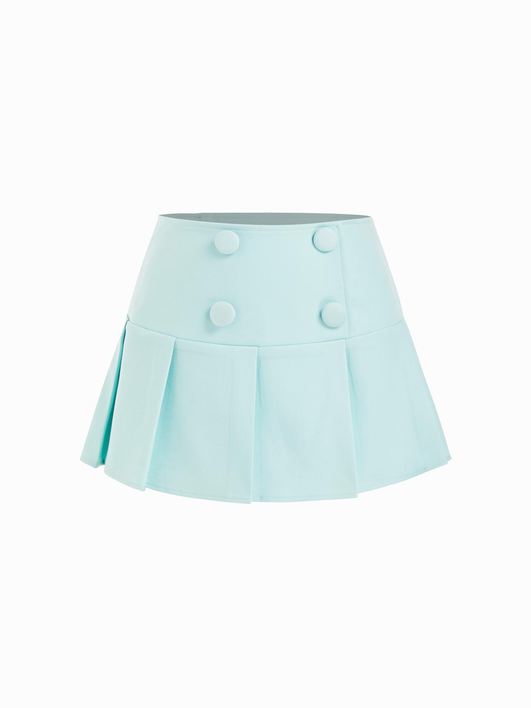 Low Rise Button Detail Pleated Skorts