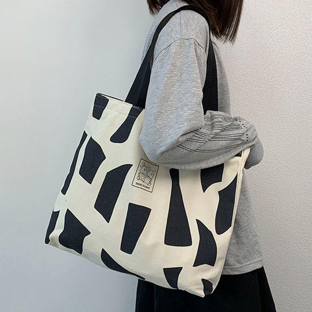 캔버스 빅 숄더 패턴 에코백 4컬러
