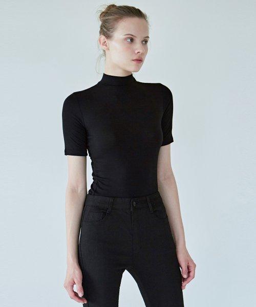 Mock Neck Half Top_Black
