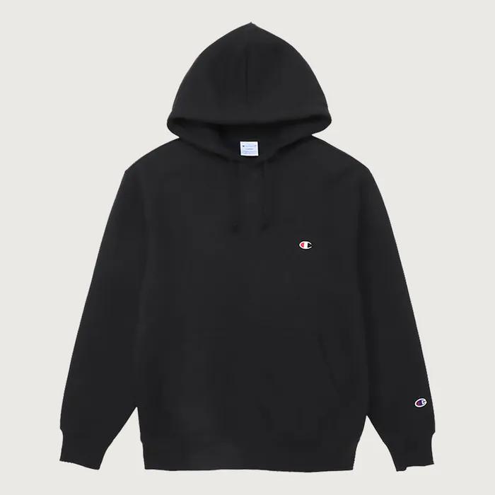 C로고 레귤러핏 후드 티셔츠 Black