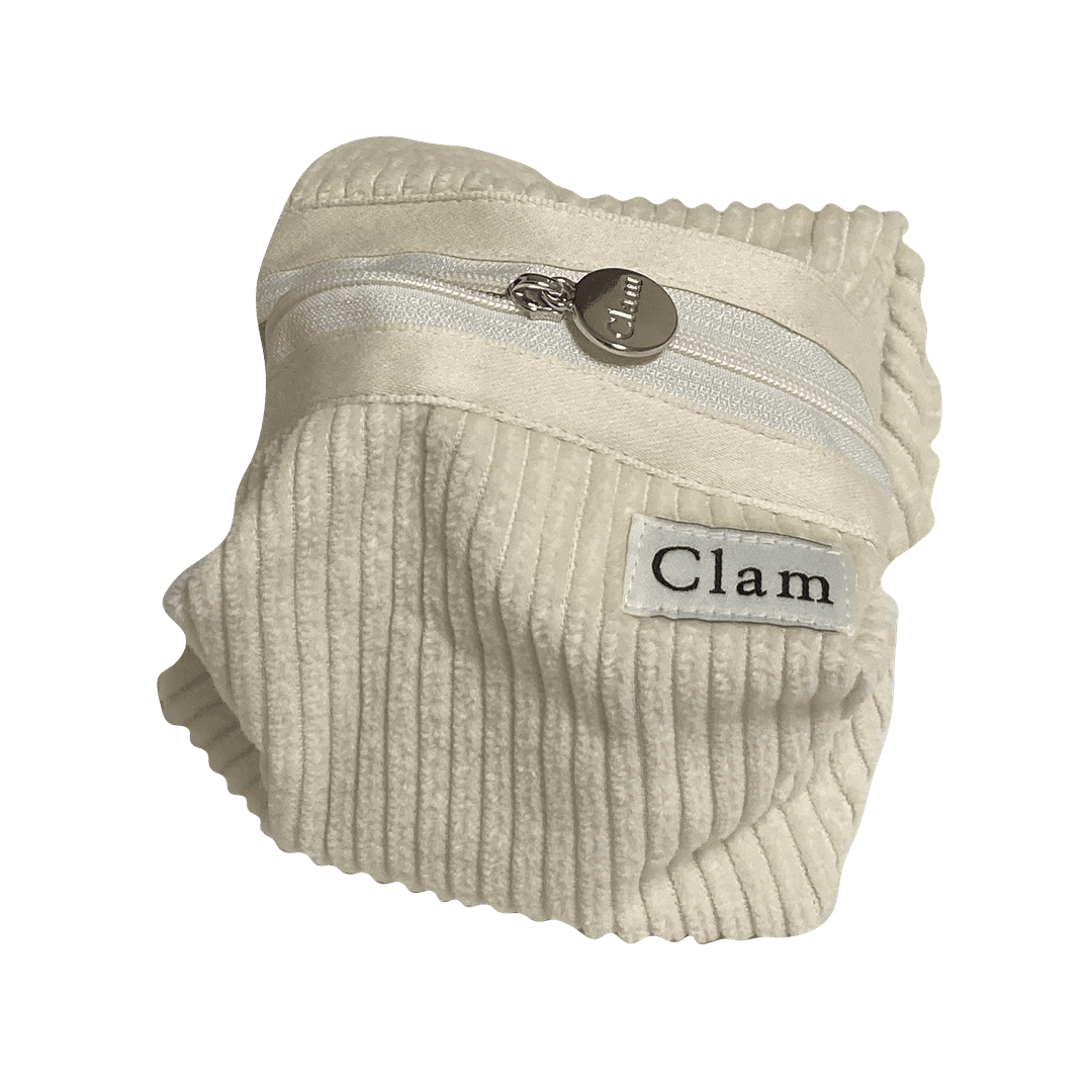 Clam round pouch _ Corduroy snow