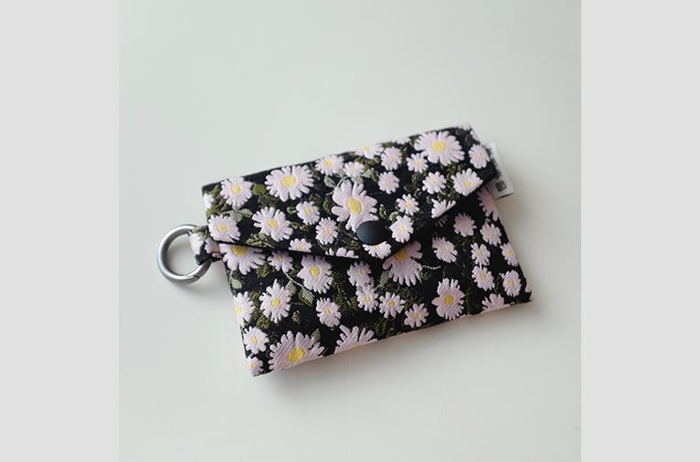 [효은계절] 꽃편지 키링 카드지갑 (연분홍 마가렛)