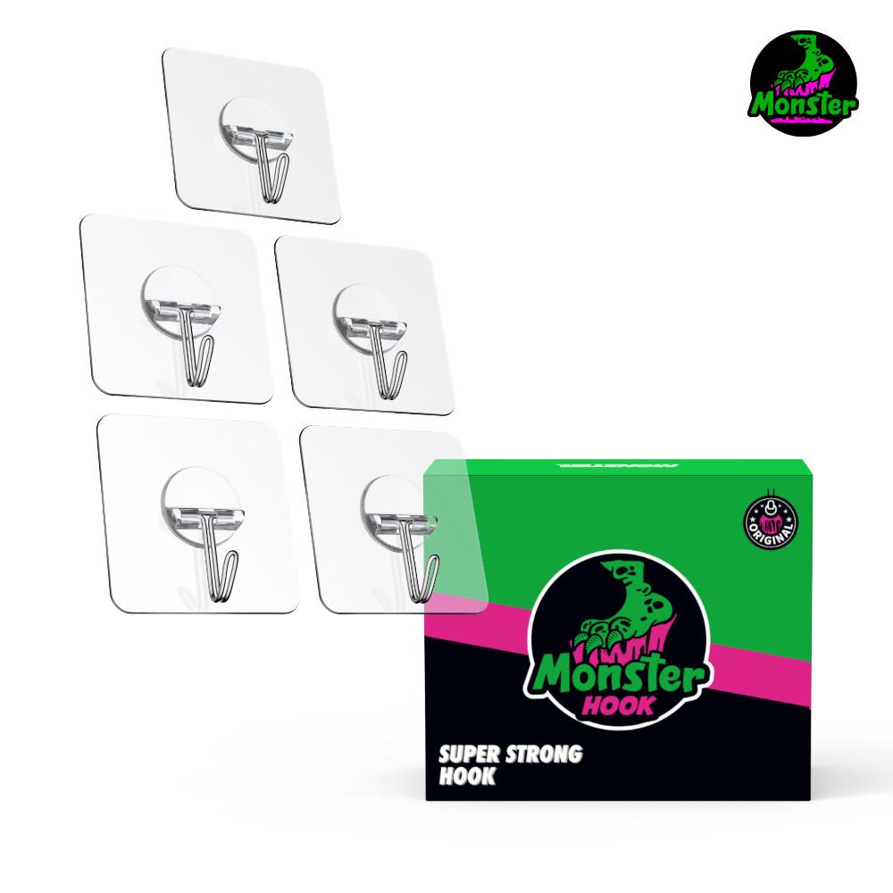 (3+1) 몬스터 후크 5p1set 마스크걸이 모자 벽걸이 가방 행주 주방 못없이액자걸기 매직 접착식