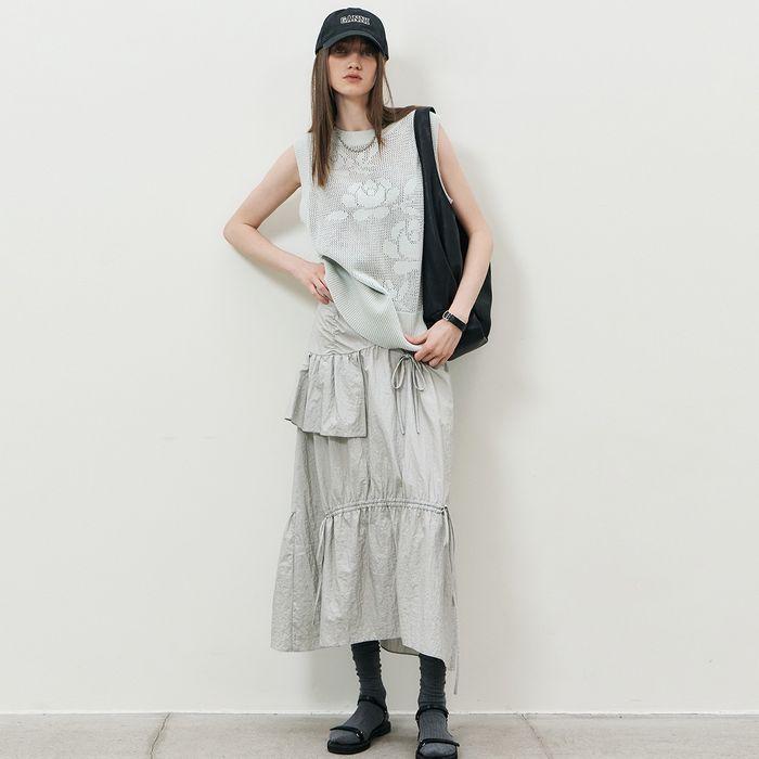 25 Summer_ Ice Cement Ruffle Skirt