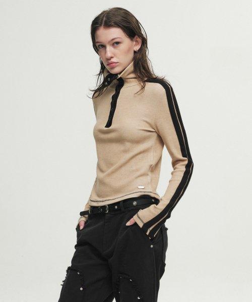 LINE SOFT TOUCHED TOP / BEIGE