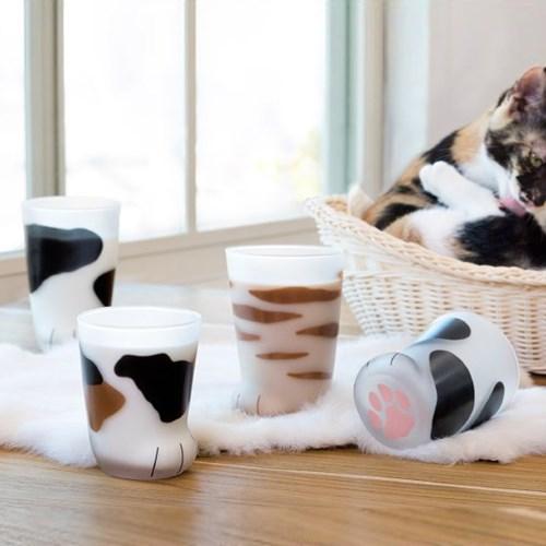 coconeco 정식라이센스 고양이발 유리컵 엄마고양이 300ml