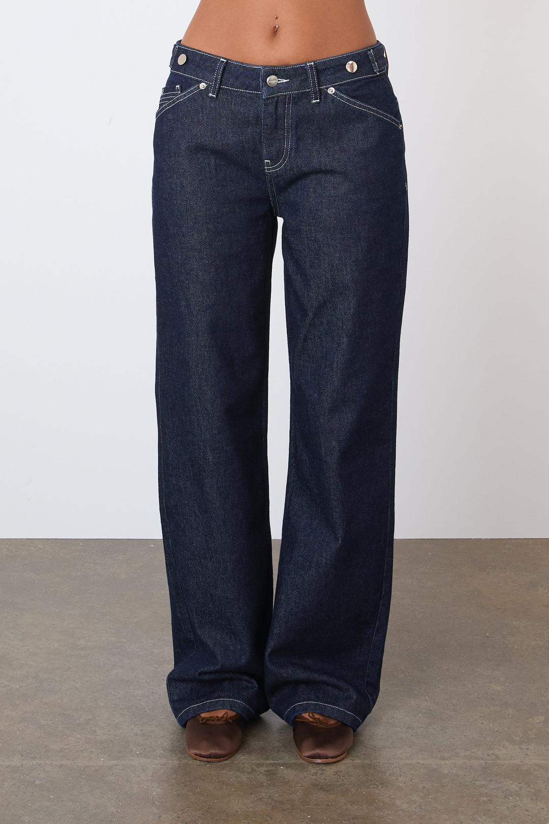 The Goldie Relaxed Leg Jeans, Indigo Rinse - Indigo Rinse / XS - Waist 24" / Leg Length 33"