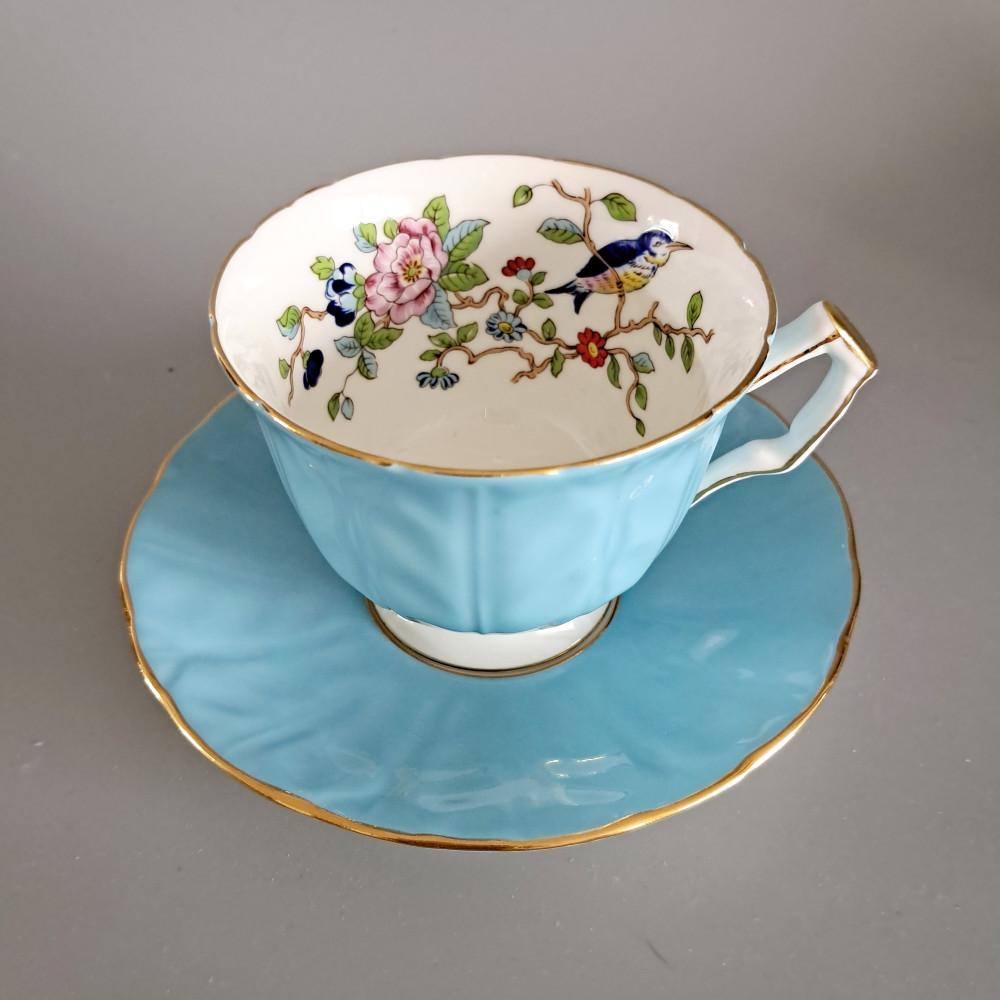 [앤틱]앤슬리 펨브로크 크로커스 터콰즈 찻잔