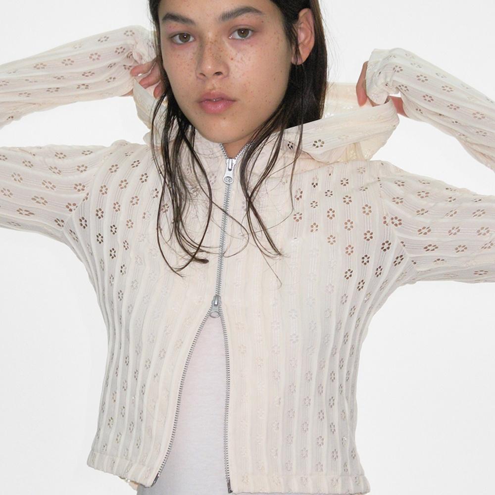 [4/8 배송]TRIMMED ZIP-UP HOODIE, IVORY