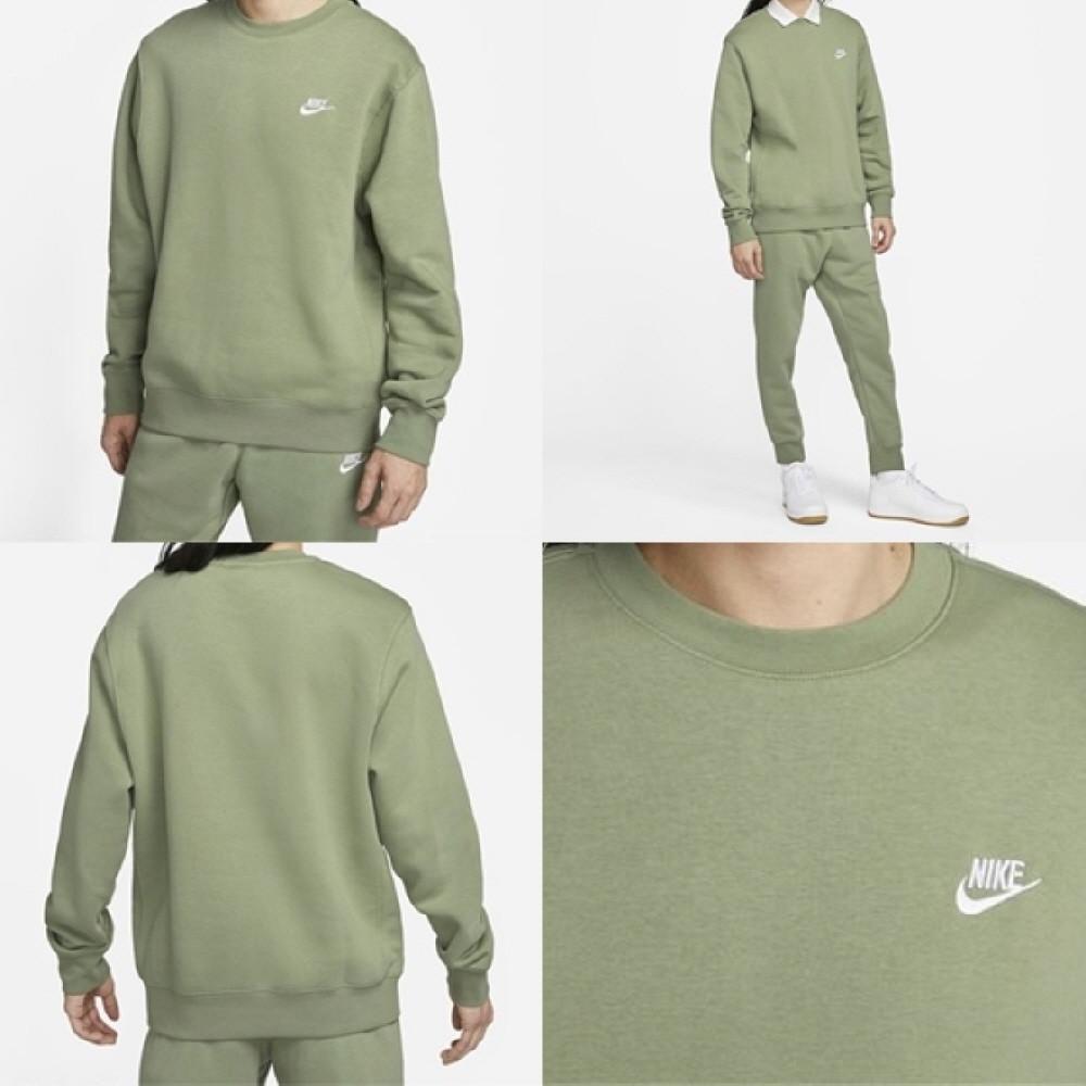 [국내매장판] 나이키 티셔츠 긴팔 맨투맨 클럽 플리스 크루넥 오일 그린BV2663-386