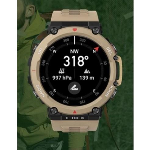 어메이즈핏 스마트워치 T-REX 2, GPS, 카키, 3.5cm