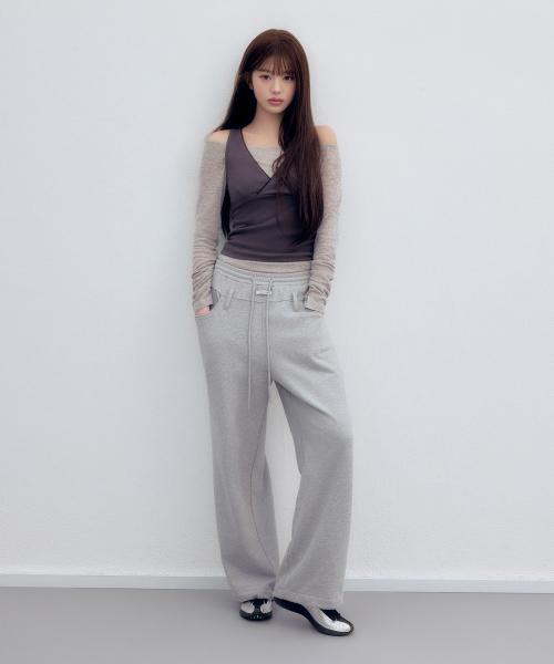BELT SET TWO-WAY SWEAT PANTS GRAY