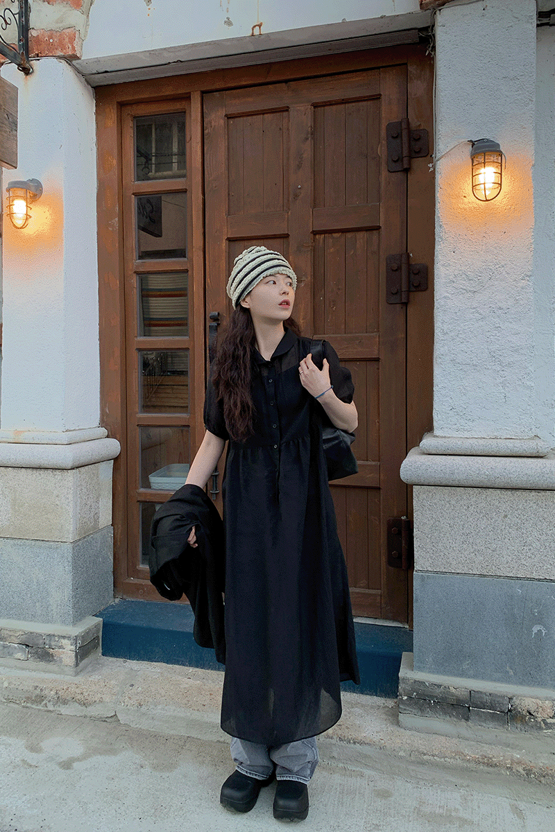 먼트 레이어드 카라 원피스