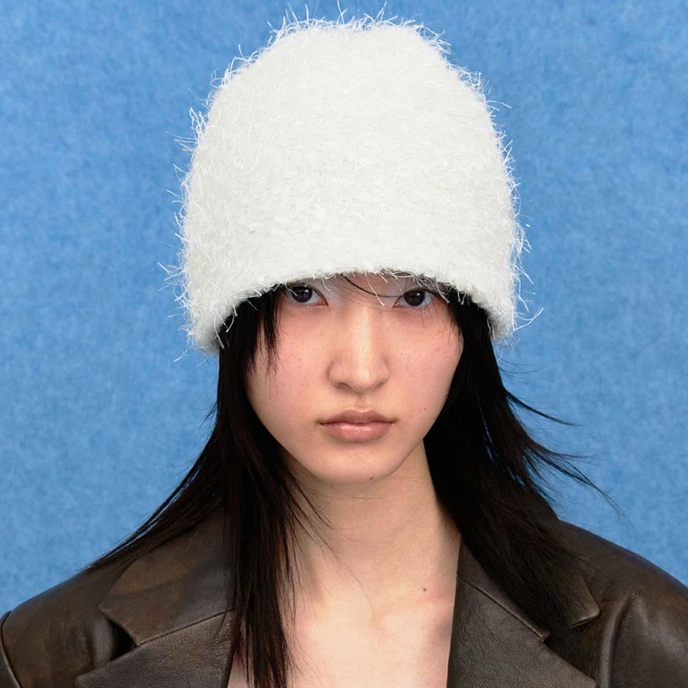 [INSILENCE x GORRO GORRA] Glitter Fur Beanie WHITE
