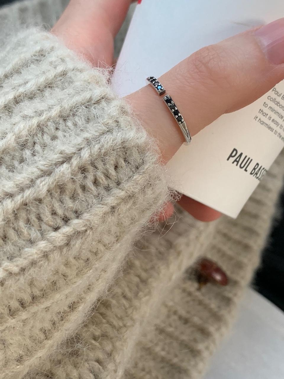 [New] 실버925 블랙큐빅 오픈 반지