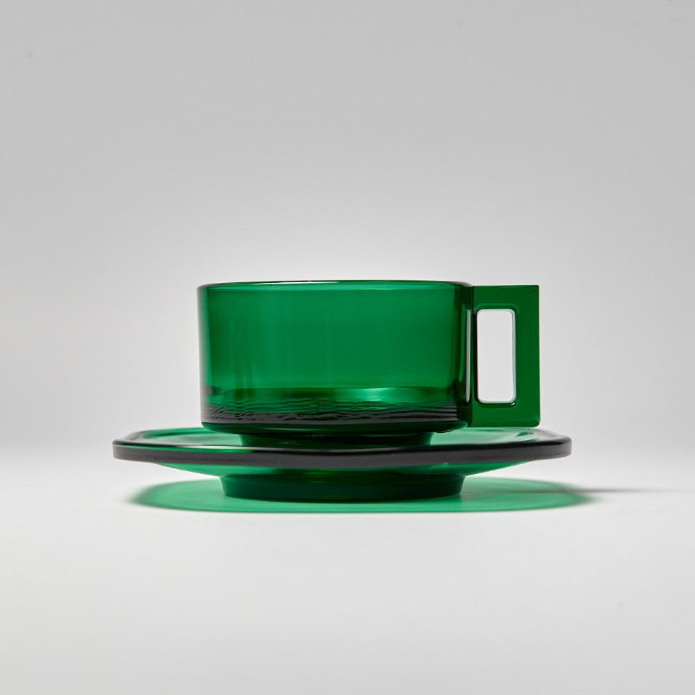 아르노글래스 컵앤소서 ARNO GLASS CUP AND SAUCER GREEN