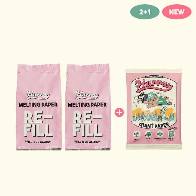 허레이 멜팅페이퍼 130매 리필2개+자이언트페이퍼 바디티슈