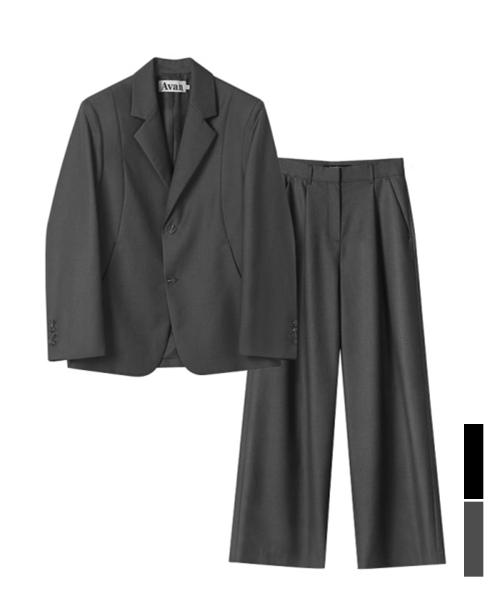 [SET] 커브드 투버튼 블레이저 & One-Tuck Slacks 100  - 2COL