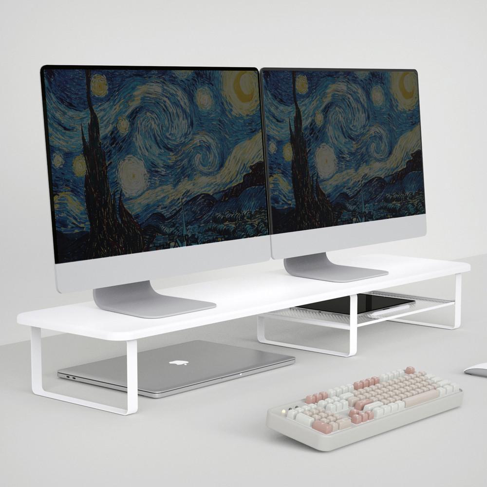 몽상컴퍼니 DS-100 와이드 및 보조 선반 듀얼 모니터받침대 높은 스탠드