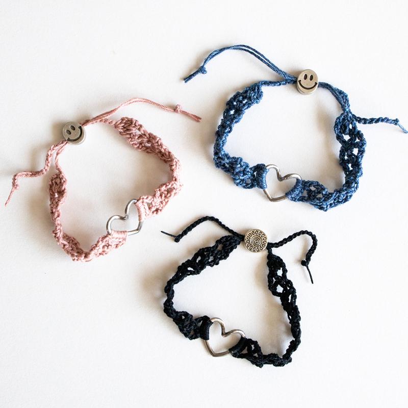 Line heart with knit bracelet (3colors)