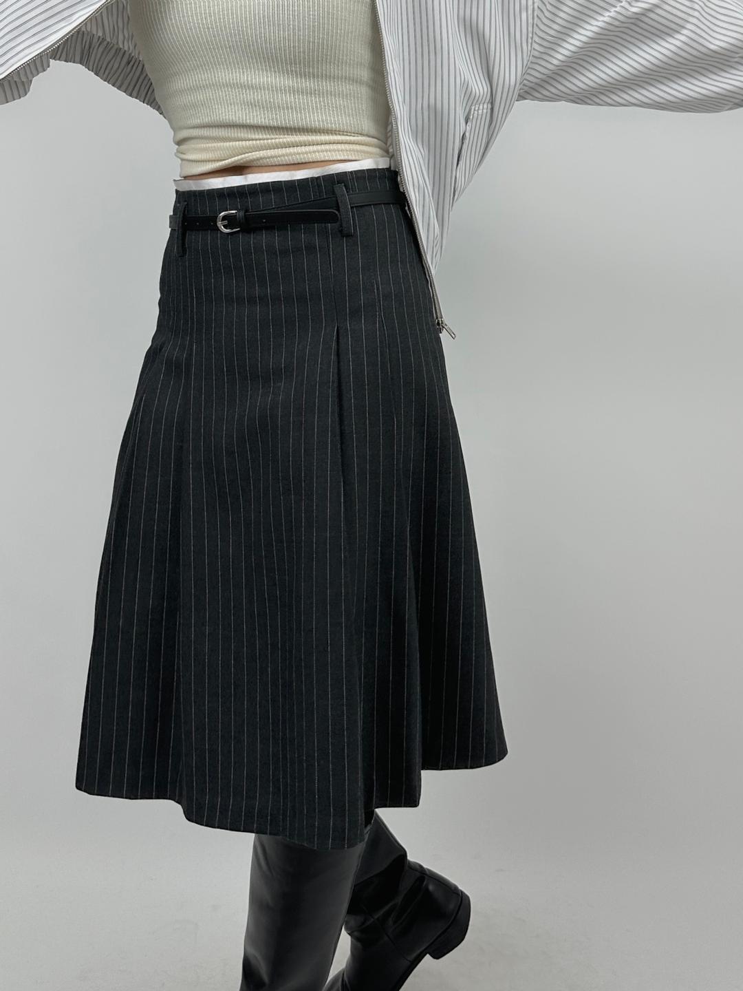 포르투나 스트라이프 벨트 세트 스커트 [2color]